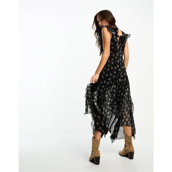 Free People Joaquin Floral-Print Chiffon Midi Dress $219 Size XS - Picture 3 of 15